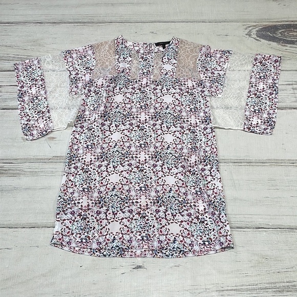 BCBGMAXAZRIA Boho Dress Flare Sleeve Lace Size Small - Picture 12 of 16